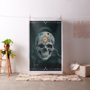 The Skull of Time: Roman numerals Fabric