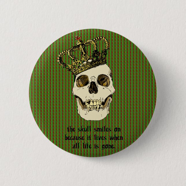 The Skull Smiles On 2 Inch Round Button (Front)