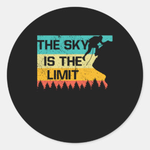 The Sky Is The Limit Retro Climbing Peak Sky Classic Round Sticker