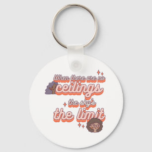The sky’s the limit Women's Rights Pink Retro Keychain