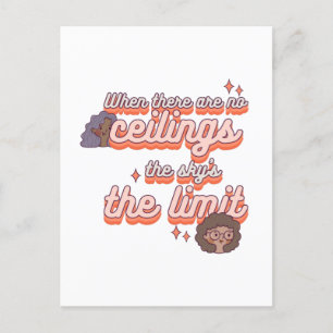 The sky’s the limit Women's Rights Pink Retro Postcard