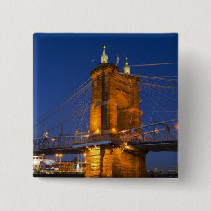 The skyline of Cincinnati, Ohio, USA at dusk 2 Inch Square Button