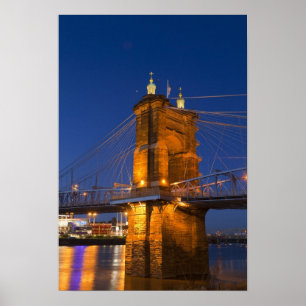 The skyline of Cincinnati, Ohio, USA at dusk Poster