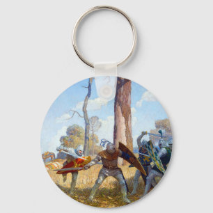 The Slaying of Sir Lamorak, c. 1922 by N.C. Wyeth Keychain