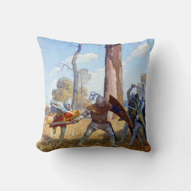 The Slaying of Sir Lamorak, c. 1922 by N.C. Wyeth Throw Pillow (Front)