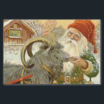 “The Sled Goat” by Jenny Nystrom Tissue Paper<br><div class="desc">Jenny Nystrom created the image of the tomten or mischievous spirits and gnomes who protected the Swedish farmstead and buildings. They also represented Father Christmas who delivered children’s presents on Christmas eve. This image depicts an elf feeding his billy goat pulling the sled.</div>