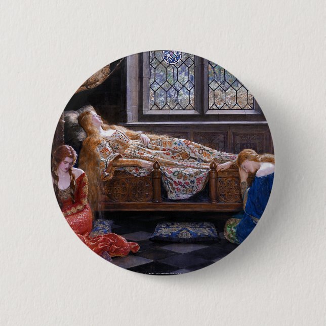 The Sleeping Beauty, c. 1921 by John Collier 2 Inch Round Button (Front)