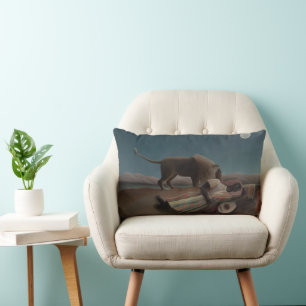 The Sleeping Gypsy by Henri Rousseau, Vintage Art Lumbar Pillow