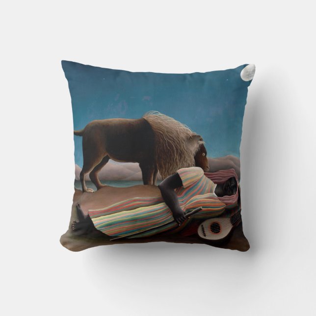 The Sleeping Gypsy, Henri Rousseau Throw Pillow (Front)