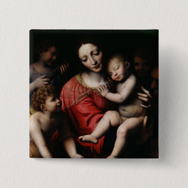 The sleeping Jesus 2 Inch Square Button (Front)