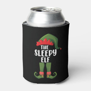 The Sleepy Elf Family Matching Group Christmas  Can Cooler