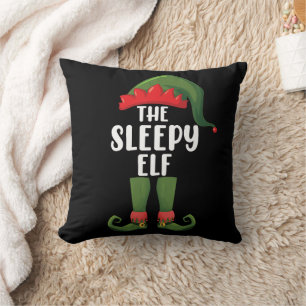 The Sleepy Elf Family Matching Group Christmas Throw Pillow