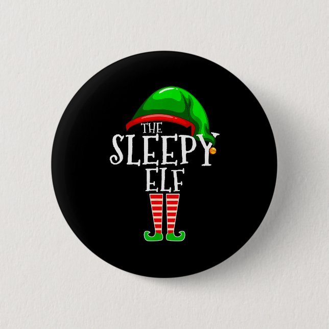 The Sleepy Elf Group Matching Family Christmas Gif 2 Inch Round Button (Front)