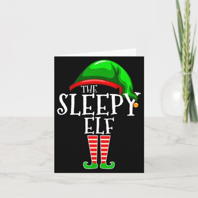 The Sleepy Elf Group Matching Family Christmas Gif Card (Front)