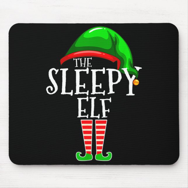 The Sleepy Elf Group Matching Family Christmas Gif Mouse Pad (Front)