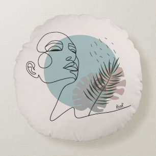 The sleepy-minimalist art dreamer round pillow