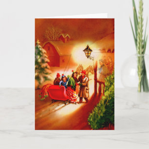 The Sleigh Ride - Vintage Christmas Card