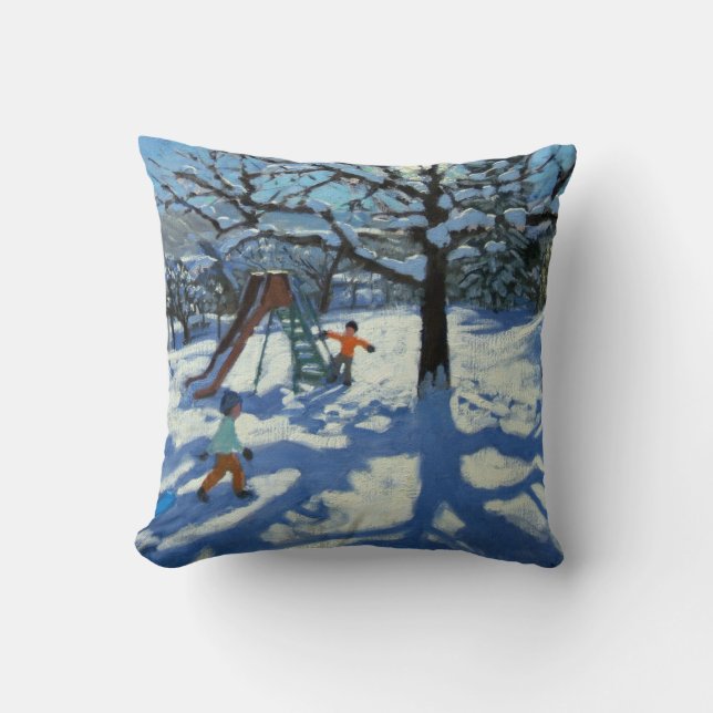 The slide in winter Bourg St Moritz Throw Pillow (Front)