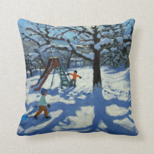 The slide in winter Bourg St Moritz Throw Pillow