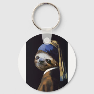The Sloth with A Pearl Earring Keychain