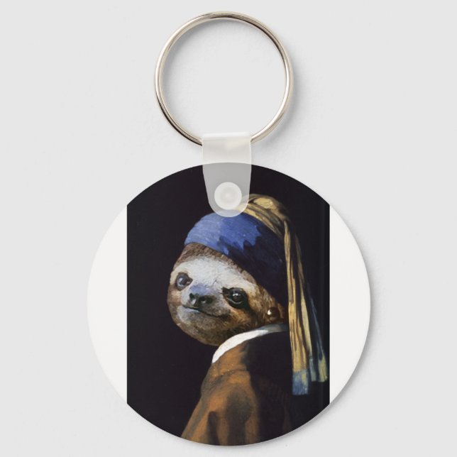 The Sloth with A Pearl Earring Keychain (Front)