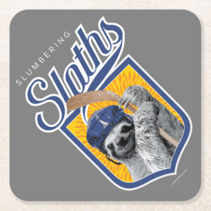 The Slumbering Sloths (Hockey Team) Square Paper Coaster