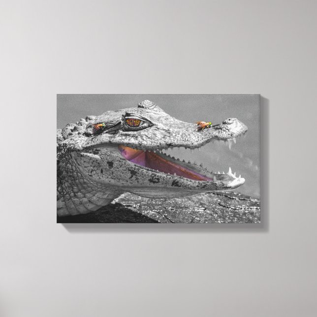 The smiling crocodile and the flies canvas print (Front)