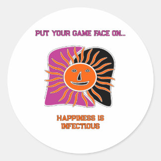 The smiling sun face classic round sticker