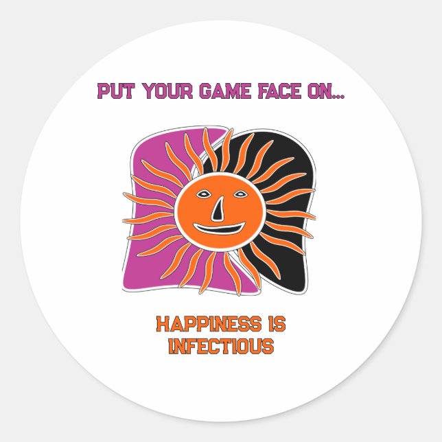 The smiling sun face   classic round sticker (Front)
