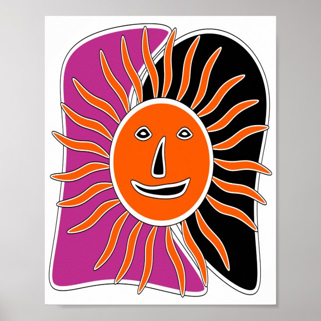 The smiling sun face  poster (Front)