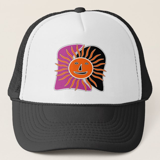 The smiling sun face  trucker hat (Front)
