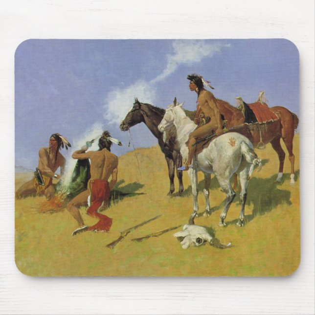 The Smoke Signal ~ Frederic Remington Mouse Pad (Front)