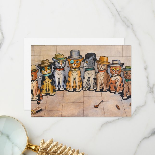The Smoking Cats by Louis Wain Thank You Card (Front/Back In Situ)