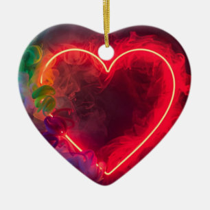 The Smoking Red Hot Valentine Heart on a Ceramic Ornament