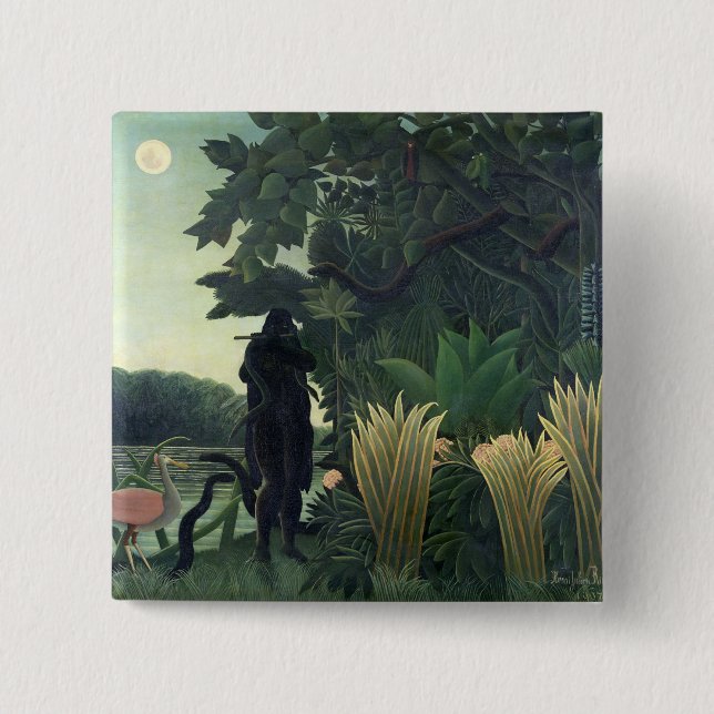 The Snake Charmer, 1907 2 Inch Square Button (Front)