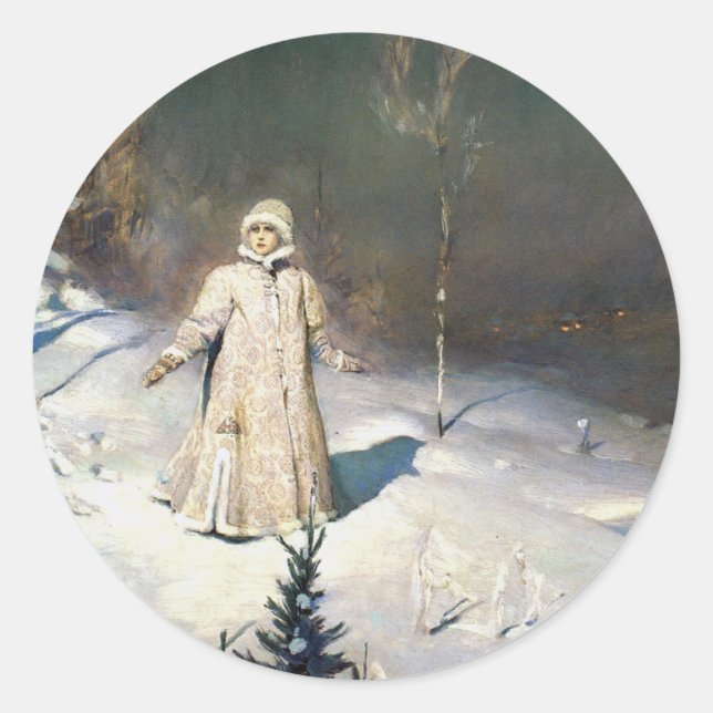 The Snow Maiden Fantasy Art Classic Round Sticker (Front)