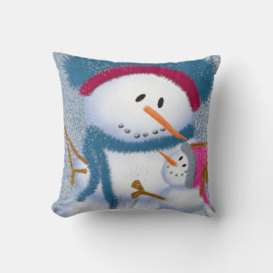 The Snow Momma And Snow Girl Throw Pillow
