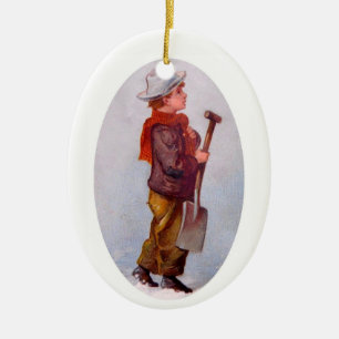 The Snow Shoveler Ceramic Ornament