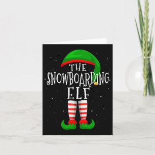 The Snowboarding Elf Funny Matching Family Group X Card