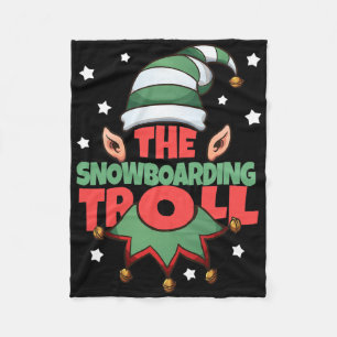 The Snowboarding Troll Funny Christmas Pajama - Sn Fleece Blanket