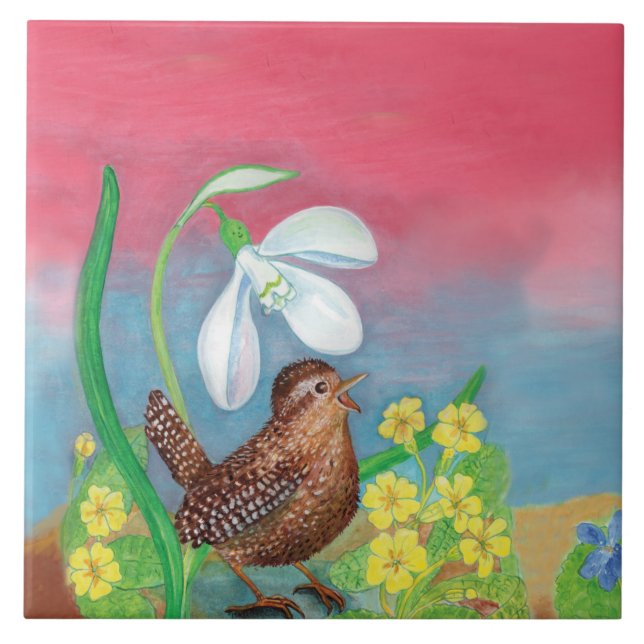 The snowdrop and the wren bird summon the spring  tile (Front)