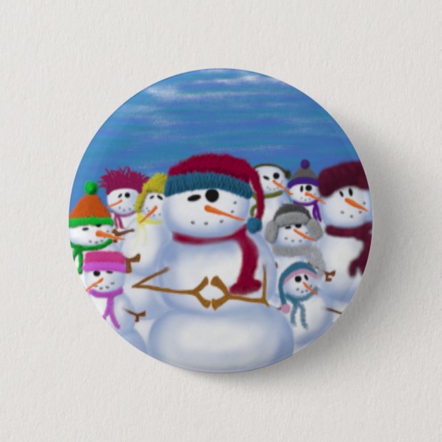 The Snowman & His Posse ~ 2 Inch Round Button (Front)