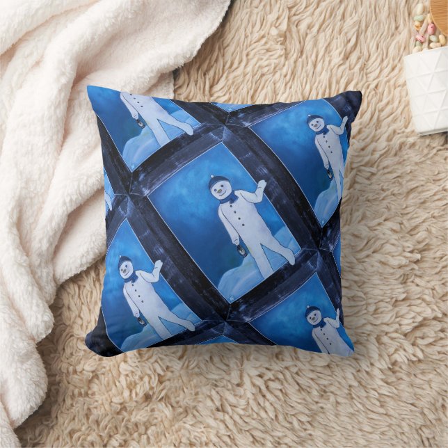 The Snowman's Escape Painting by Alfred Fox Throw Pillow (Blanket)