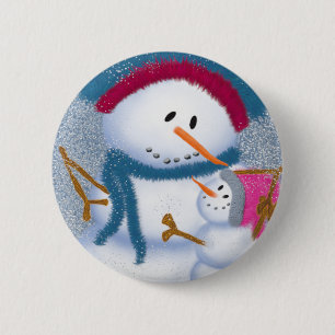 The SnowMomma And SnowGirl Illustration 2 Inch Round Button