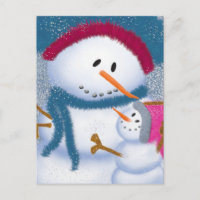 The SnowMomma And SnowGirl Illustration