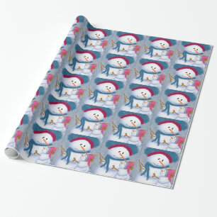 The SnowMomma And SnowGirl Illustration Wrapping Paper