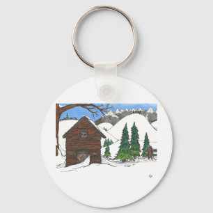 The Snowy Cabin Keychain