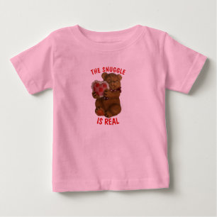 The Snuggle is Real Bear and Heart Baby T-Shirt
