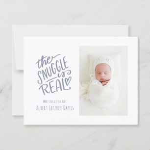 The snuggle is real, birth announcement cards