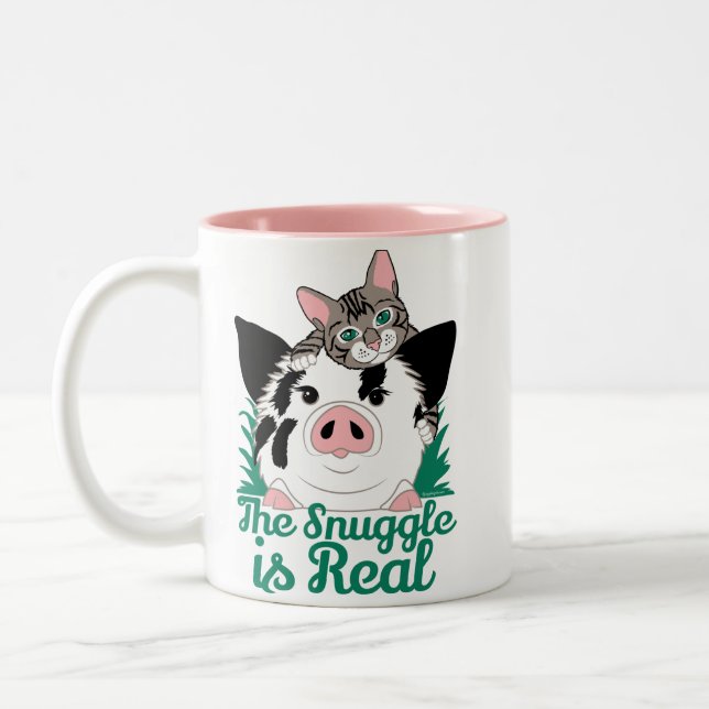 The Snuggle Is Real Coffee Mug! - Juggling Daisies Two-Tone Coffee Mug (Left)